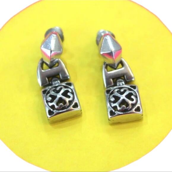 BRIGHTON Doorknocker Retired Silver Post Earrings‎ - Picture 6 of 7